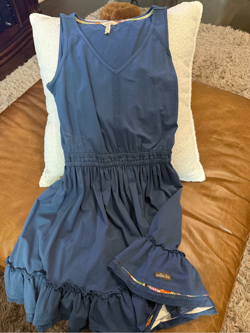 Matilda Jane Navy Sleeveless Ruffle Waist Dress